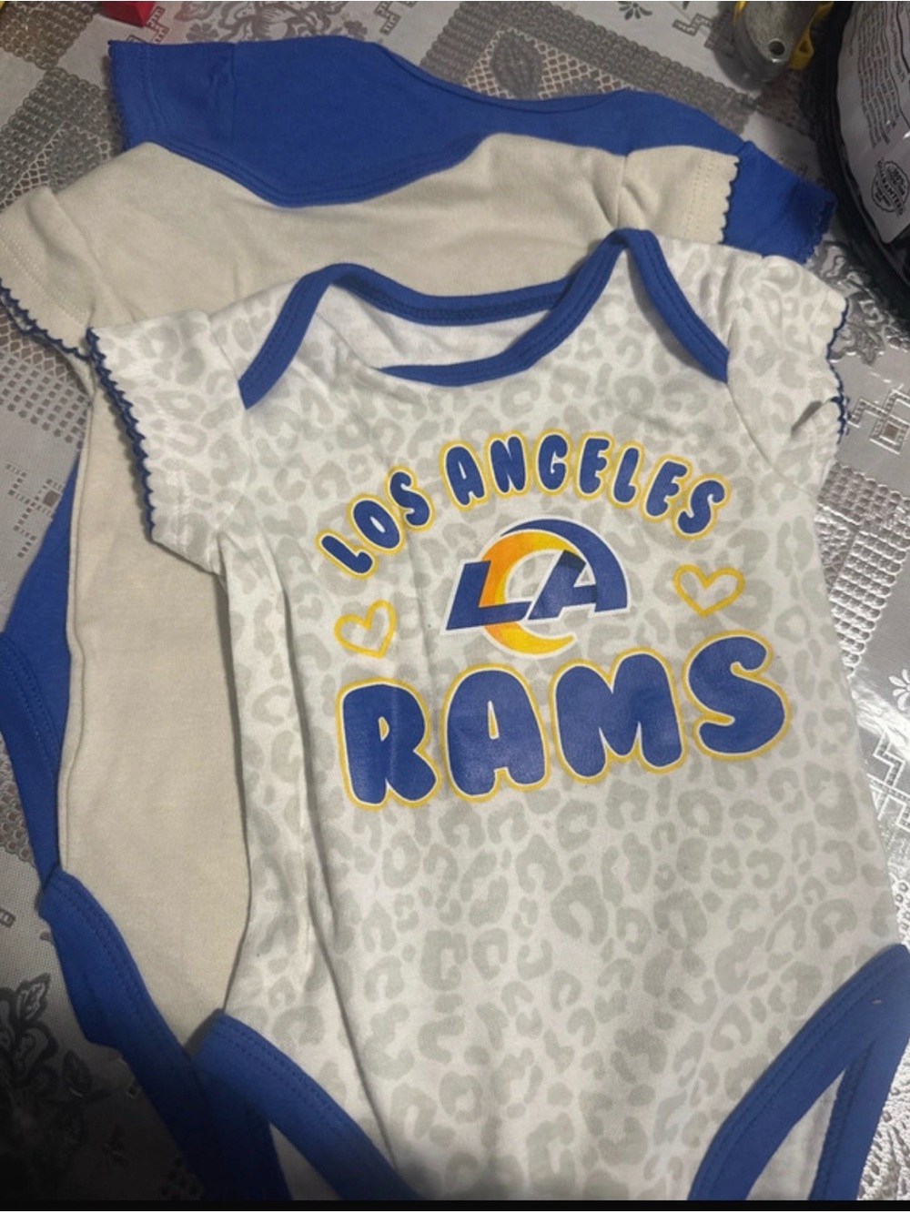 NFL Los Angeles Rams Infant Bodysuit Set - Blue & White with Yellow Accents